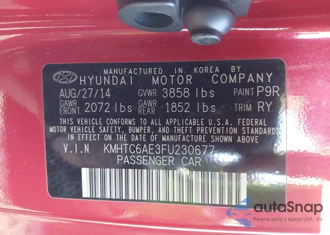 2015 Hyundai Veloster Turbo from USA, damaged, VIN KMHTC6AE3FU230677